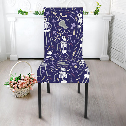 Tomb And Skeleton Pattern Print Dining Chair Slipcover