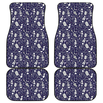 Tomb And Skeleton Pattern Print Front and Back Car Floor Mats
