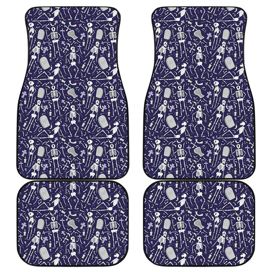 Tomb And Skeleton Pattern Print Front and Back Car Floor Mats