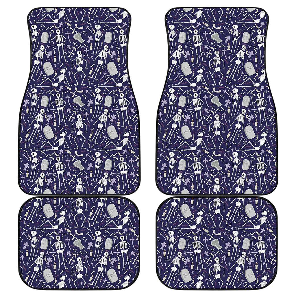 Tomb And Skeleton Pattern Print Front and Back Car Floor Mats