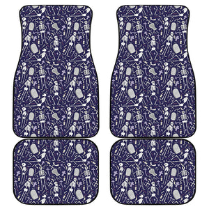 Tomb And Skeleton Pattern Print Front and Back Car Floor Mats