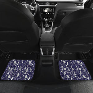 Tomb And Skeleton Pattern Print Front and Back Car Floor Mats