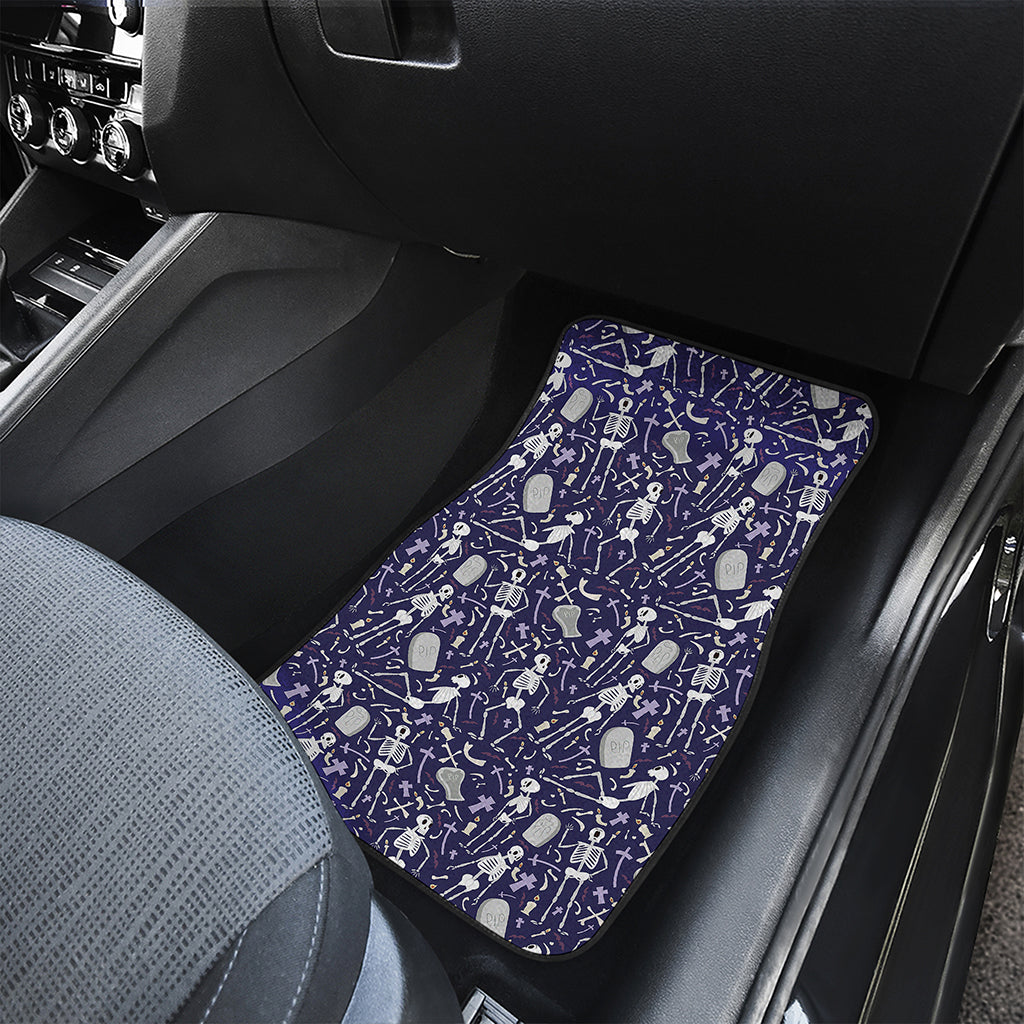 Tomb And Skeleton Pattern Print Front and Back Car Floor Mats