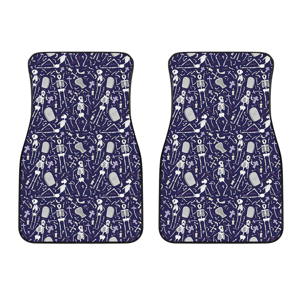 Tomb And Skeleton Pattern Print Front Car Floor Mats