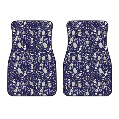 Tomb And Skeleton Pattern Print Front Car Floor Mats