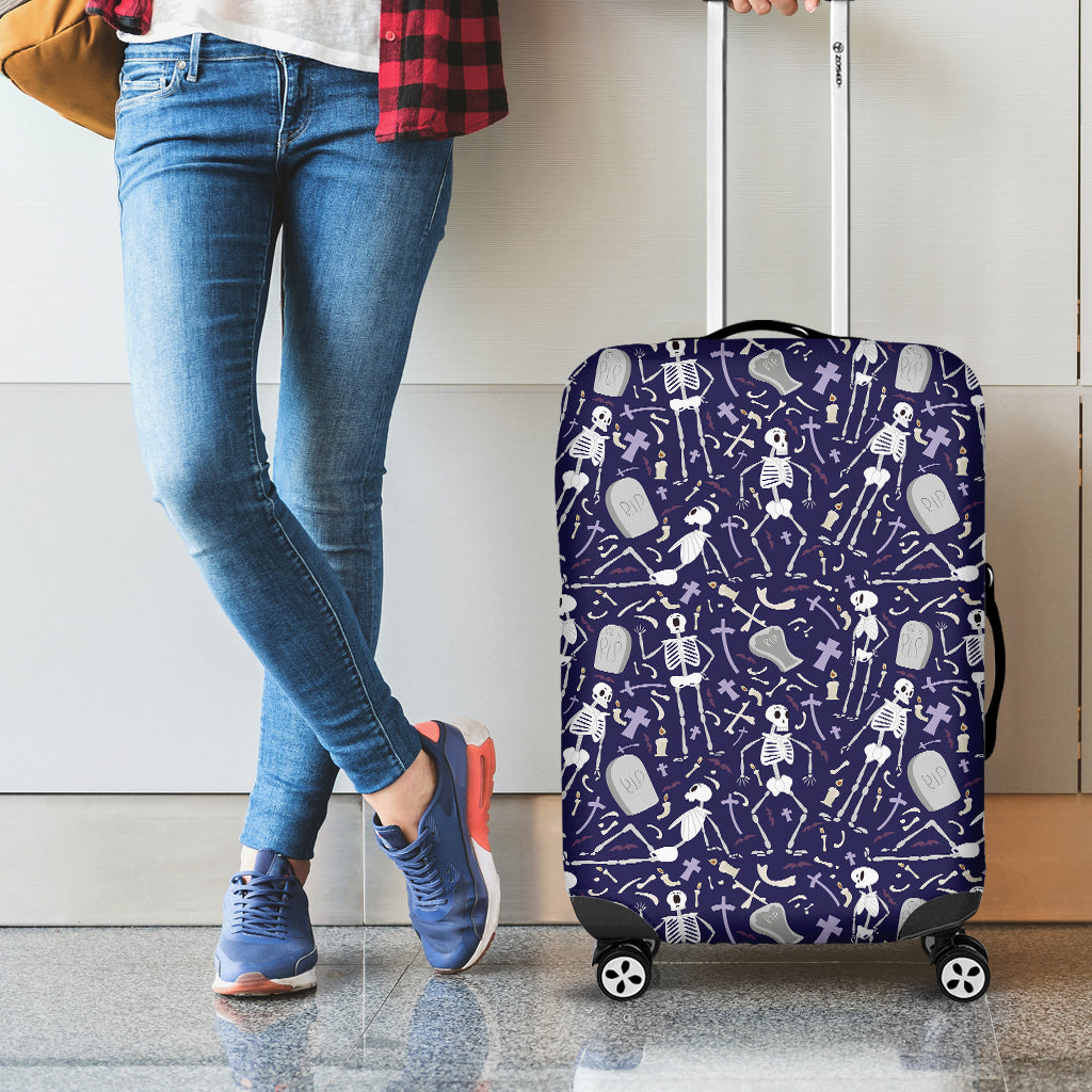 Tomb And Skeleton Pattern Print Luggage Cover