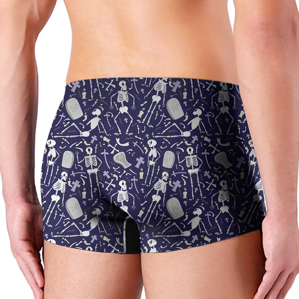 Tomb And Skeleton Pattern Print Men's Boxer Briefs