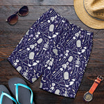 Tomb And Skeleton Pattern Print Men's Shorts