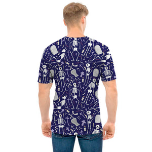 Tomb And Skeleton Pattern Print Men's T-Shirt