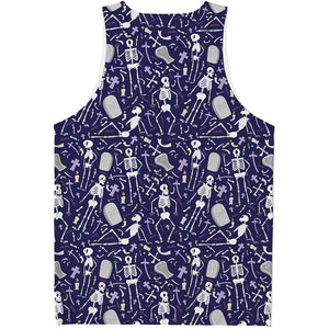 Tomb And Skeleton Pattern Print Men's Tank Top