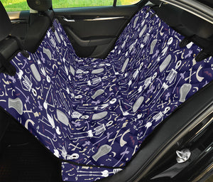 Tomb And Skeleton Pattern Print Pet Car Back Seat Cover