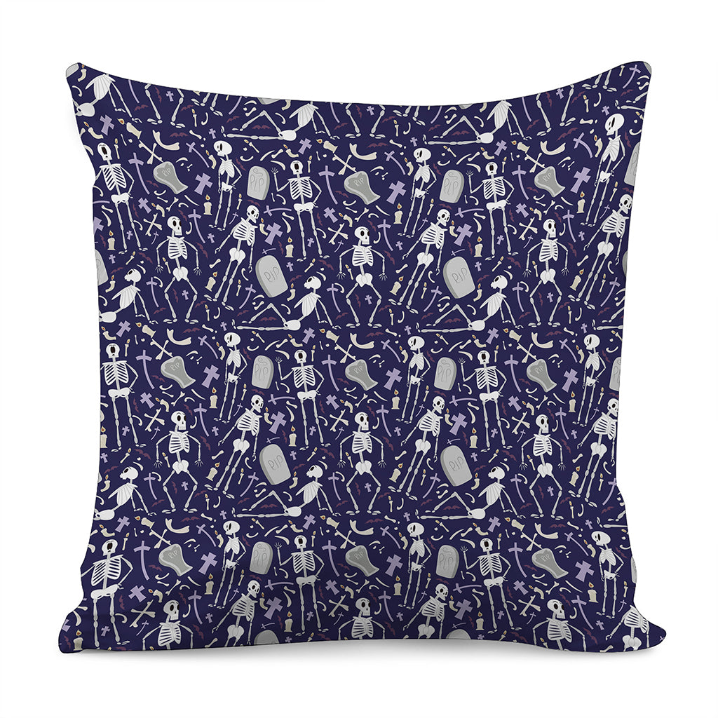 Tomb And Skeleton Pattern Print Pillow Cover