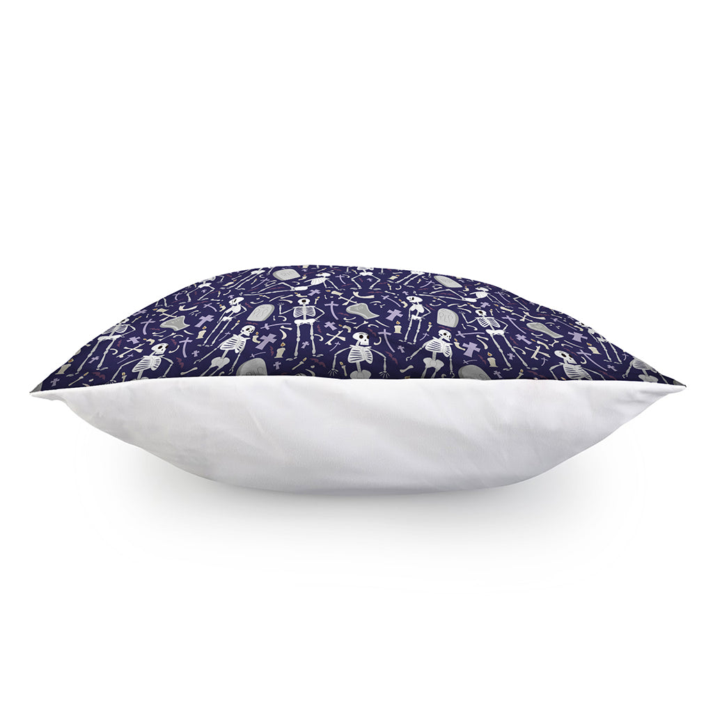 Tomb And Skeleton Pattern Print Pillow Cover