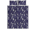 Tomb And Skeleton Pattern Print Quilt Bed Set