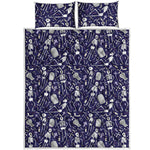 Tomb And Skeleton Pattern Print Quilt Bed Set
