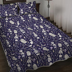 Tomb And Skeleton Pattern Print Quilt Bed Set