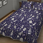 Tomb And Skeleton Pattern Print Quilt Bed Set