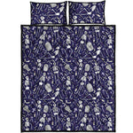 Tomb And Skeleton Pattern Print Quilt Bed Set
