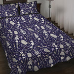 Tomb And Skeleton Pattern Print Quilt Bed Set