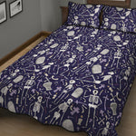 Tomb And Skeleton Pattern Print Quilt Bed Set