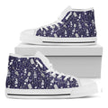 Tomb And Skeleton Pattern Print White High Top Sneakers