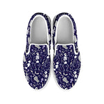 Tomb And Skeleton Pattern Print White Slip On Shoes