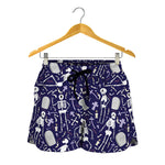 Tomb And Skeleton Pattern Print Women's Shorts