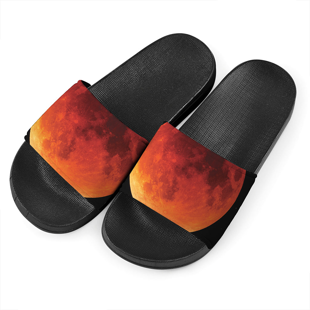 Total Lunar Eclipse Print Black Slide Sandals