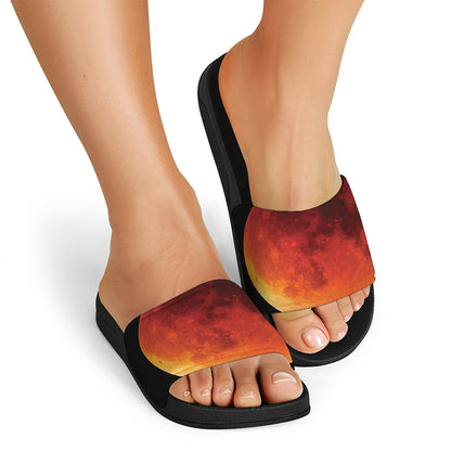 Total Lunar Eclipse Print Black Slide Sandals