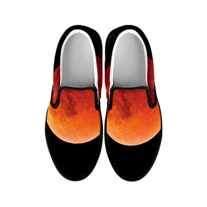 Total Lunar Eclipse Print Black Slip On Shoes