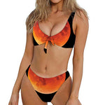 Total Lunar Eclipse Print Front Bow Tie Bikini