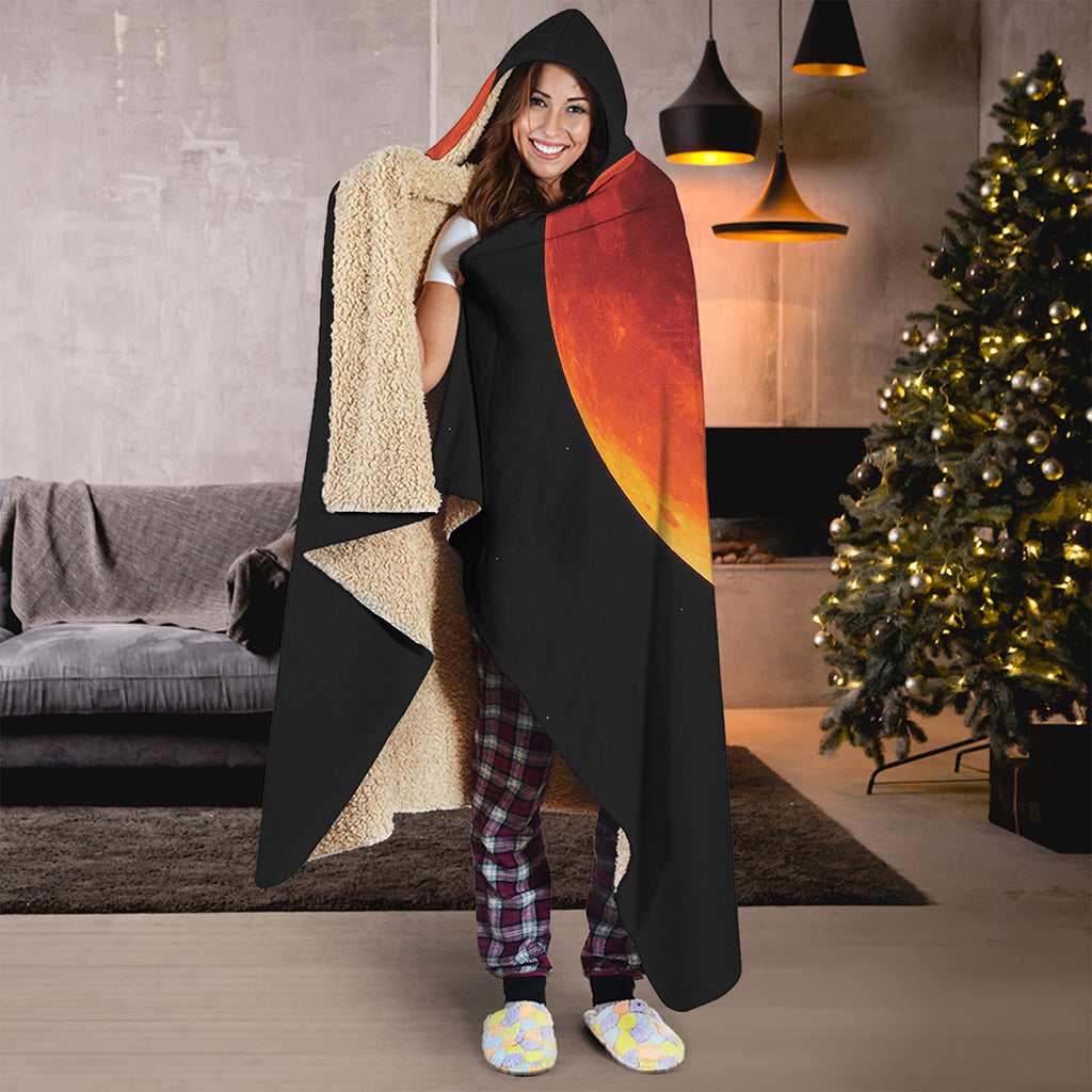 Total Lunar Eclipse Print Hooded Blanket
