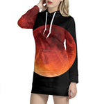 Total Lunar Eclipse Print Pullover Hoodie Dress