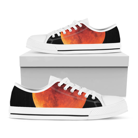 Total Lunar Eclipse Print White Low Top Shoes