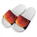 Total Lunar Eclipse Print White Slide Sandals