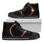 Total Solar Eclipse Print Black High Top Shoes