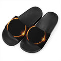 Total Solar Eclipse Print Black Slide Sandals