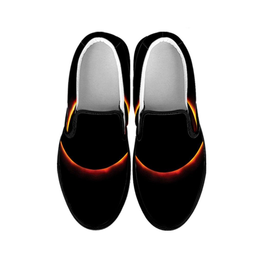 Total Solar Eclipse Print Black Slip On Shoes