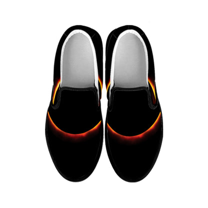 Total Solar Eclipse Print Black Slip On Shoes