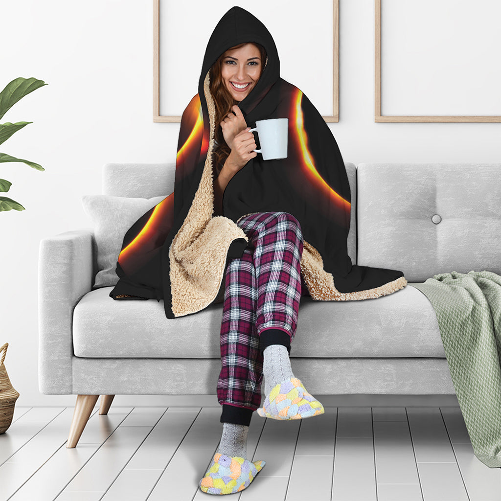 Total Solar Eclipse Print Hooded Blanket