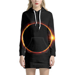 Total Solar Eclipse Print Pullover Hoodie Dress