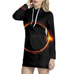 Total Solar Eclipse Print Pullover Hoodie Dress