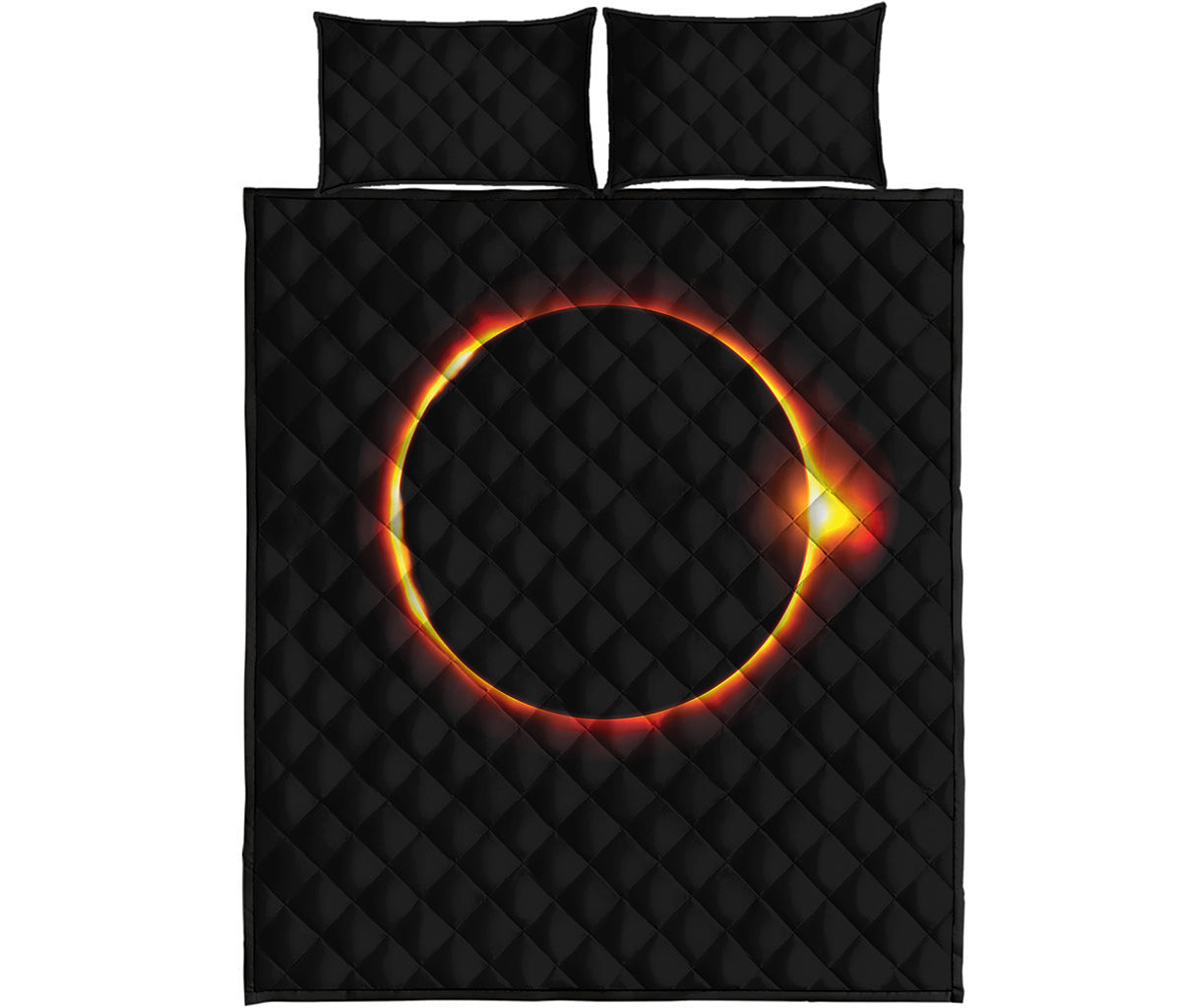 Total Solar Eclipse Print Quilt Bed Set