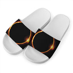 Total Solar Eclipse Print White Slide Sandals