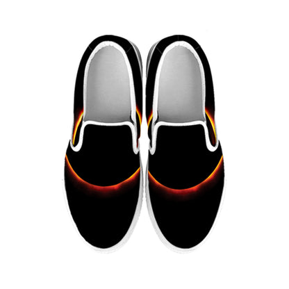 Total Solar Eclipse Print White Slip On Shoes