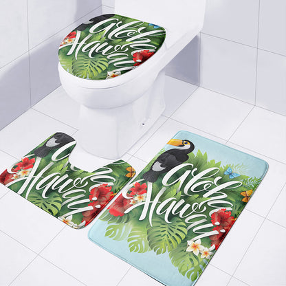 Toucan Aloha Hawaii Print 3 Piece Bath Mat Set