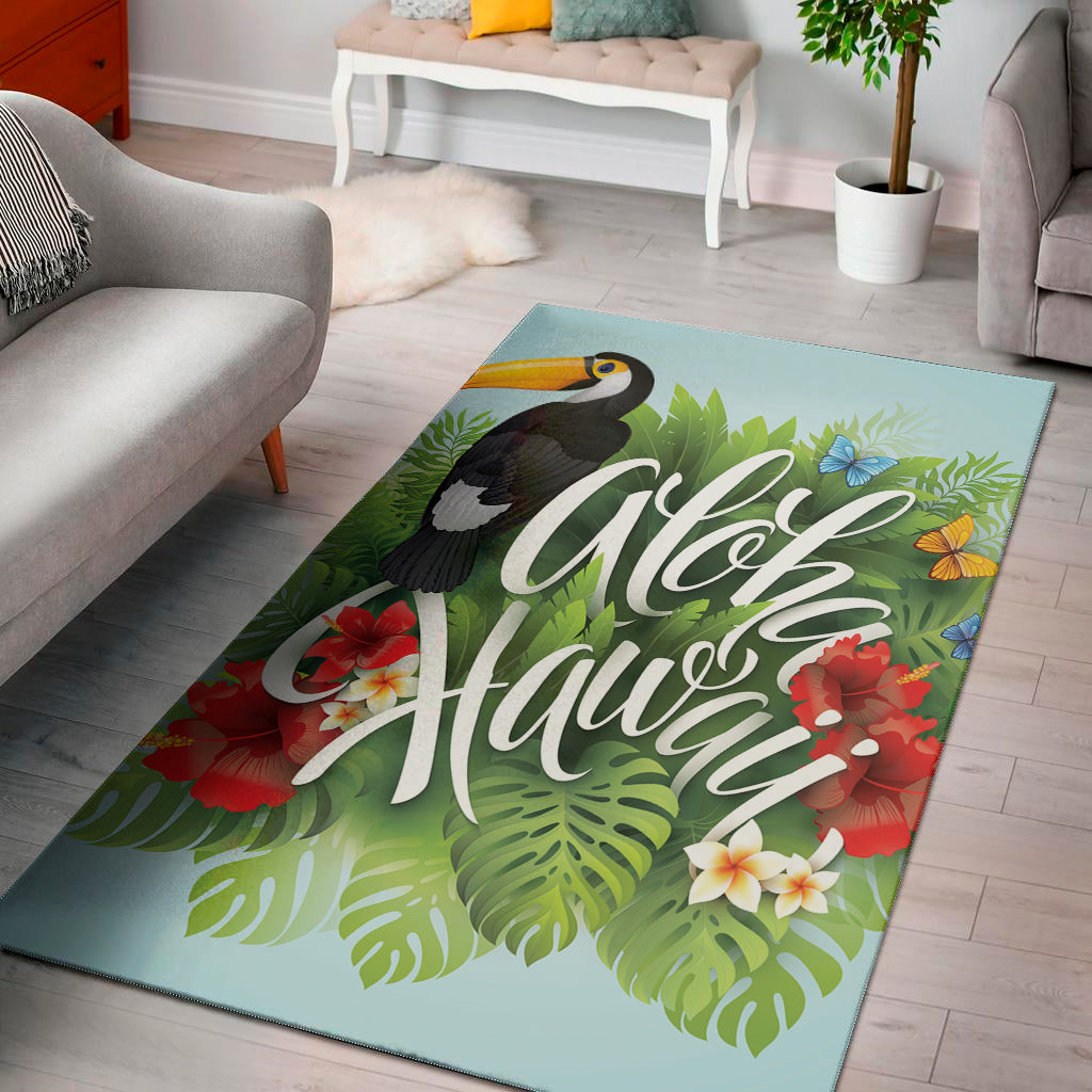 Toucan Aloha Hawaii Print Area Rug