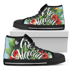 Toucan Aloha Hawaii Print Black High Top Shoes