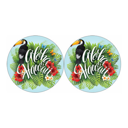 Toucan Aloha Hawaii Print Car Coasters