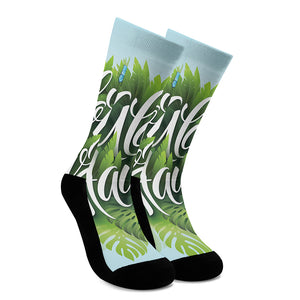 Toucan Aloha Hawaii Print Crew Socks